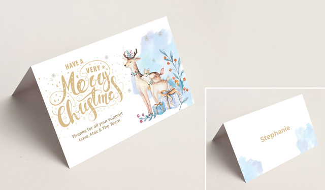 Deer Watercolour Christmas Place Cards With Guest Names