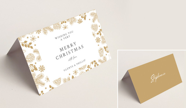 Elegant Underbrush Christmas Place Cards With Guest Names