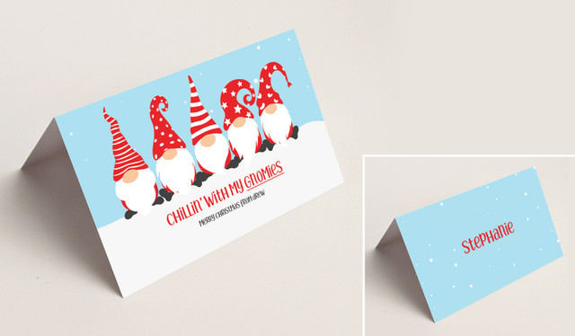 Gnomies Christmas Place Cards With Guest Names
