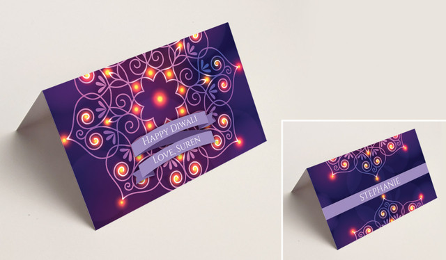 Lantern Mandala Diwali Place Cards With Guest Names