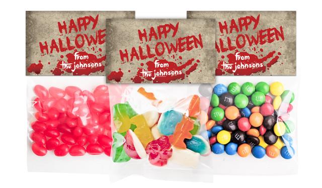 Blood Splatter Halloween Personalised Lolly Bag With Topper