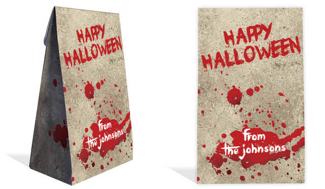 Blood Splatter Halloween Personalised Gusset Favour Bag