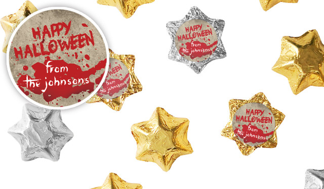 Blood Splatter Halloween Personalised Foil Chocolate Stars
