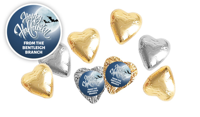 Blue Moon Halloween Personalised Foil Chocolate Hearts