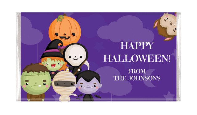 Cute Creatures Halloween Personalised Chocolate Bar