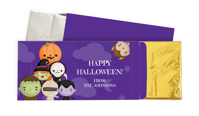 Cute Creatures Halloween Personalised Chocolate Bar In A Box
