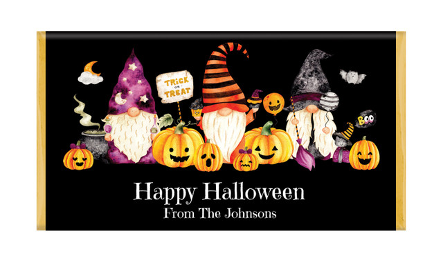 WIzard Gnomes Halloween Personalised Chocolate Bar