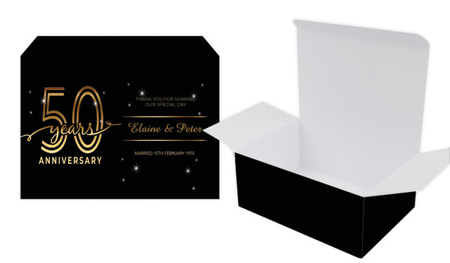 Big Number Gold Anniversary Personalised Tuck Gift Box