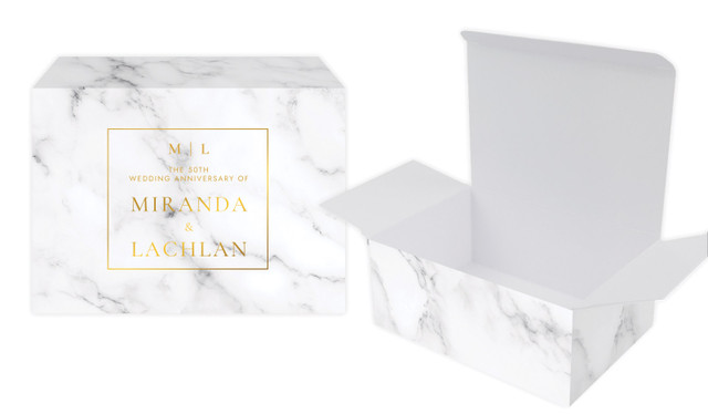 Monogram On Marble Anniversary Personalised Tuck Gift Box
