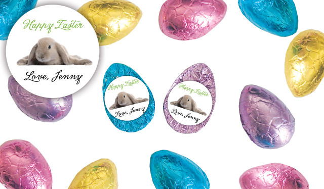Floppy Eared Bunny Personalised Chocolate Half Easter Eggs