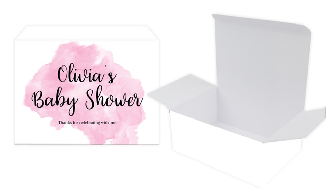 A Splash Of Watercolour Pink Baby Shower Personalised Tuck Gift Box