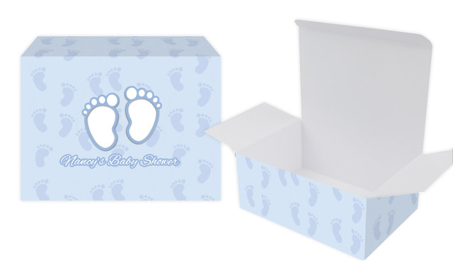 Baby Feet Blue Baby Shower Personalised Tuck Gift Box