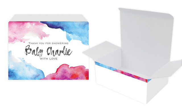 Mixed Watercolour Baby Shower Personalised Tuck Gift Box