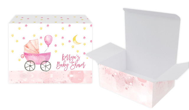 Pram Pink Baby Shower Personalised Tuck Gift Box