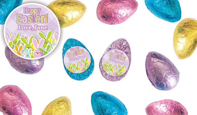 Fluffle Of Bunnies Personalised Chocolate Half Easter Eggs