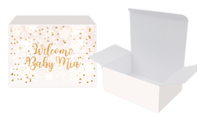 Heart Confetti Birth Announcement Personalised Tuck Gift Box