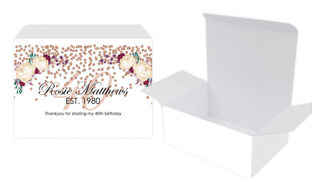 40th Rose Gold Confetti Personalised Tuck Gift Box