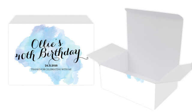 A Splash Of Water Colour Blue Personalised Tuck Gift Box