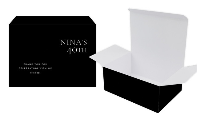 Right Aligned Black Personalised Tuck Gift Box