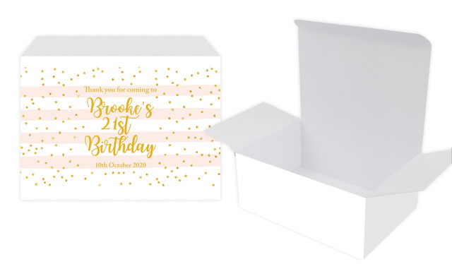 Striped Gold Confetti Personalised Tuck Gift Box