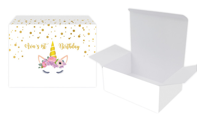 A Pretty Unicorn Kids Party Personalised Tuck Gift Box