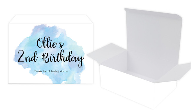 A Splash Of Watercolour Blue Kids Party Personalised Tuck Gift Box