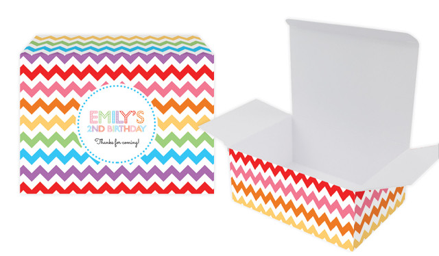 Chevron Rainbow Kids Party Personalised Tuck Gift Box