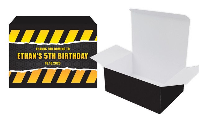 Construction Builders Kids Party Personalised Tuck Gift Box
