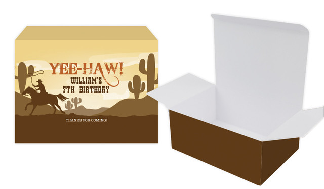 Cowboy Kids Party Personalised Tuck Gift Box