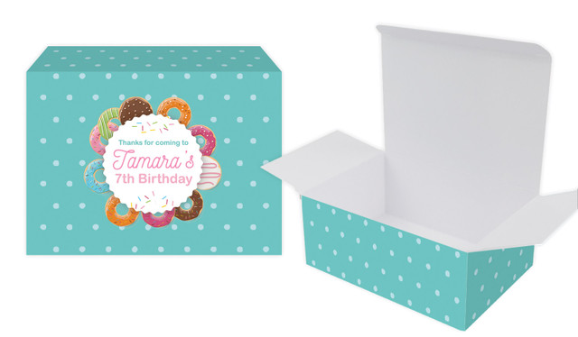 Donut Party Kids Party Personalised Tuck Gift Box
