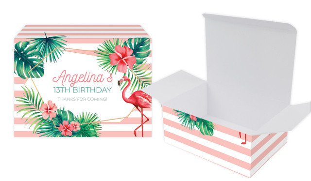 Flamingle Flamingo Kids Party Personalised Tuck Gift Box