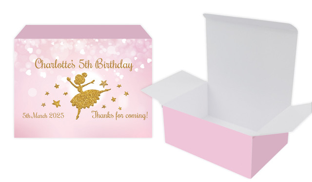 Golden Ballerina Kids Party Personalised Tuck Gift Box