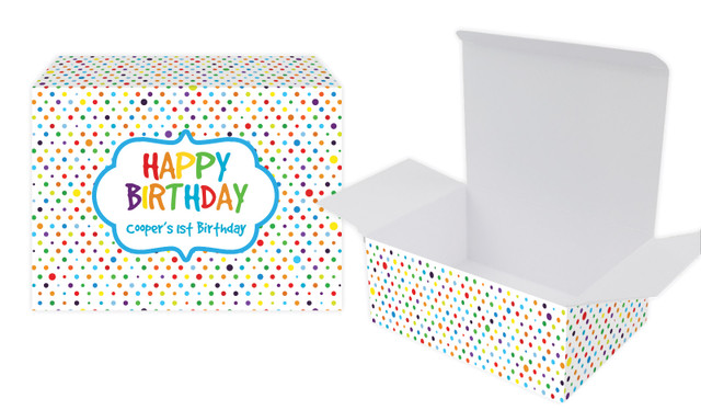 Happy Dots Kids Party Personalised Tuck Gift Box