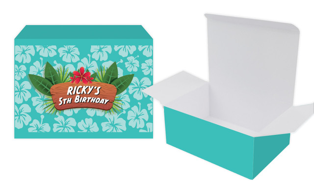 Hawaiian Luau Kids Party Personalised Tuck Gift Box