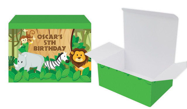 Jungle Animals Kids Party Personalised Tuck Gift Box