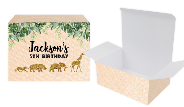 Jungle Gold Kids Party Personalised Tuck Gift Box