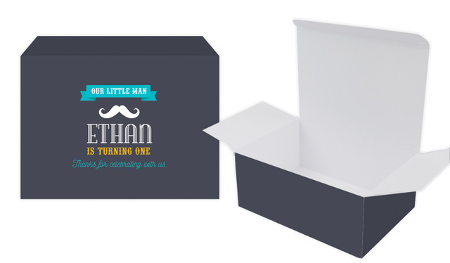Little Man Moustache Kids Party Personalised Tuck Gift Box