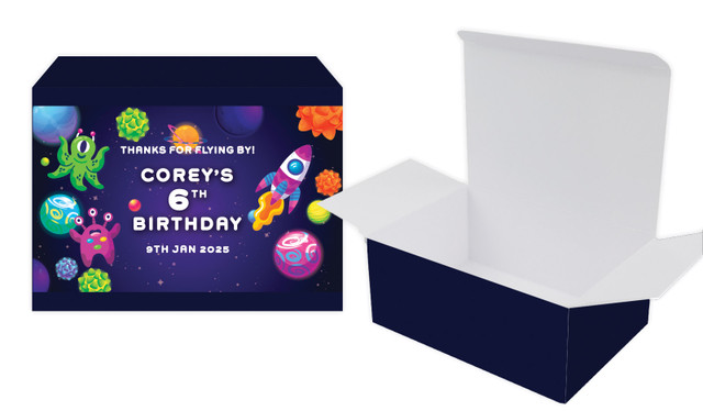 Outerspace Kids Party Personalised Tuck Gift Box