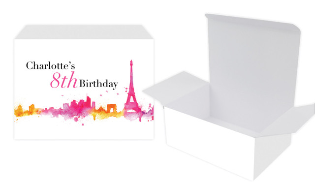 Paris Watercolour Kids Party Personalised Tuck Gift Box