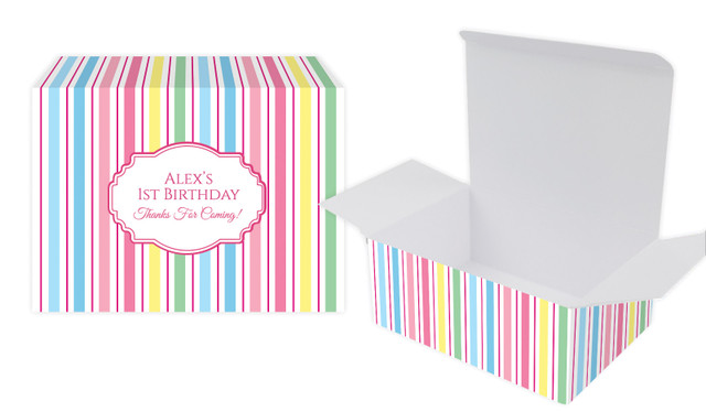 Pastel Stripe Kids Party Personalised Tuck Gift Box