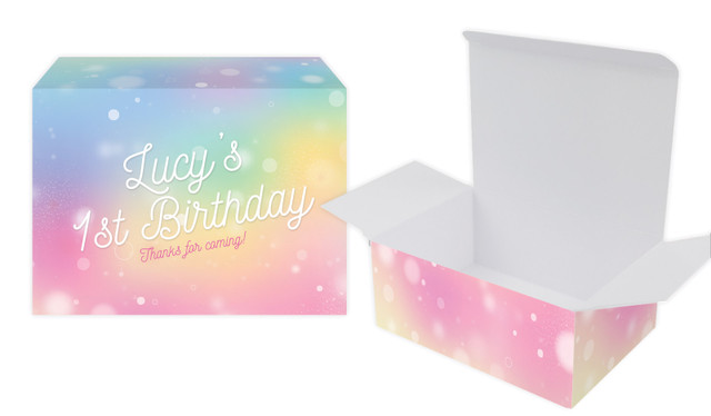 Rainbow Sparkle Kids Party Personalised Tuck Gift Box