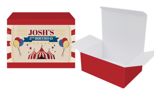 Retro Circus Kids Party Personalised Tuck Gift Box