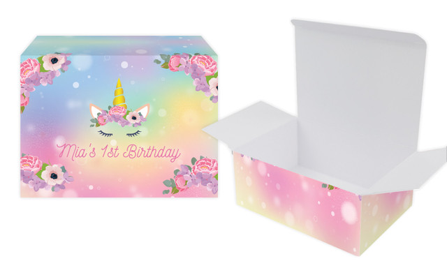 Sparkle Unicorn Kids Party Personalised Tuck Gift Box