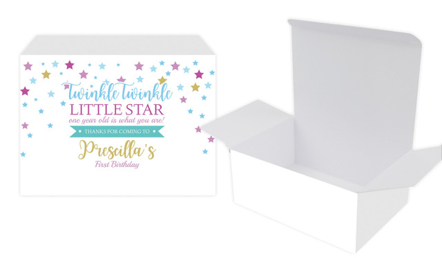 Twinkle Star 1st Birthday Kids Party Personalised Tuck Gift Box