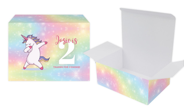 Unicorn Dabbing Kids Party Personalised Tuck Gift Box