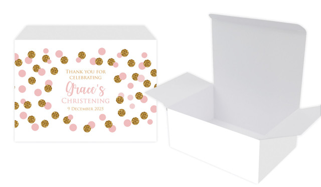 Confetti Pink Christening Personalised Tuck Gift Box