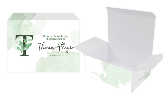 Monogram Green Christening Personalised Tuck Gift Box