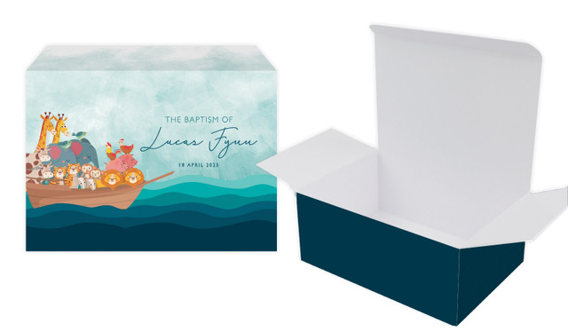 Noahs Ark Christening Personalised Tuck Gift Box