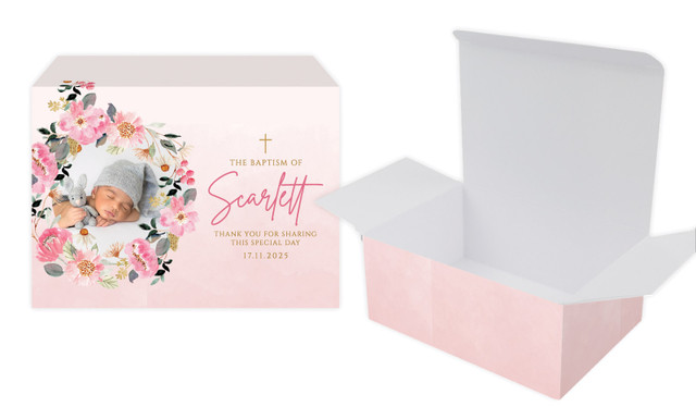 Photo On Floral Frame Christening Personalised Tuck Gift Box