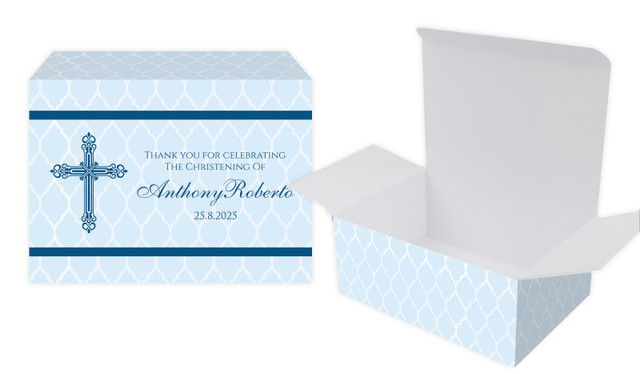 Religious Blue Christening Personalised Tuck Gift Box